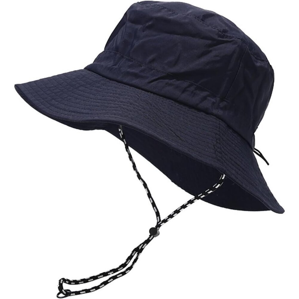 Unisex Navy Blue Wide Brim Water-resistant With Chin Strap Classic Bucket Hat